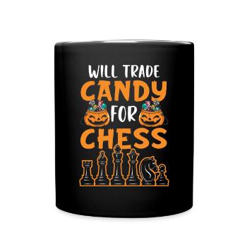 Schach Halloween Süßes oder Saures Schachbrettspiel - Tasse einfarbig - Schwarz - Vorne