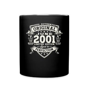 22nd Birthday Man June Vintage 2001 Original - Full Colour Mug - black - Front