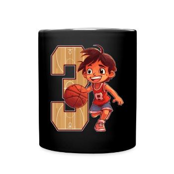 Basketball Birthday - 3 years old Boy - 3. - Full Colour Mug - black - Front