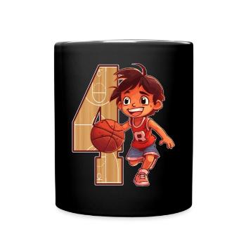 Basketball Birthday - 4 years old Boy - 4. - Full Colour Mug - black - Front
