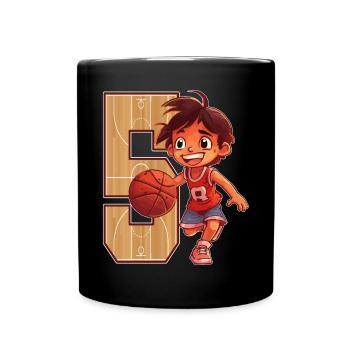 Basketball Birthday - 5 years old Boy - 5. - Full Colour Mug - black - Front
