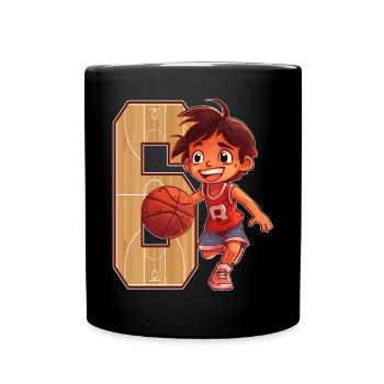 Basketball Anniversaire - 6 ans Garçon - 6. - Mug uni - noir - Devant