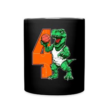 Basketball Dino - 4 year old boy - 4. - Full Colour Mug - black - Front
