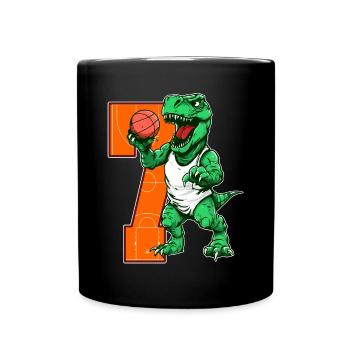 Basketball Dino - garçon de 7 ans - 7. - Mug uni - noir - Devant