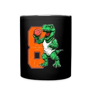 Basketball Dino - 8 year old boy - 8. - Full Colour Mug - black - Front