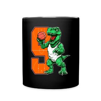 Basketball Dino - 9 year old boy - 9. - Full Colour Mug - black - Front