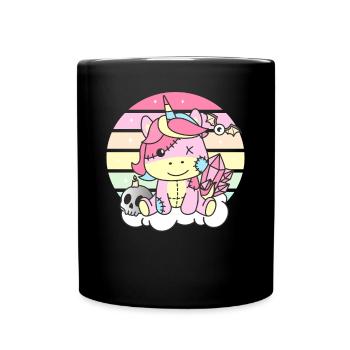 Kawaii Gothic Unicorn Pastel Gothic Goth - Full Colour Mug - black - Front