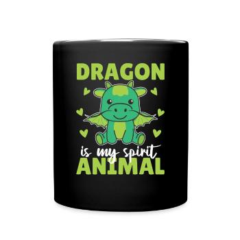 Dragon is my spirit animal - süßer Drache - Full Colour Mug - black - Front
