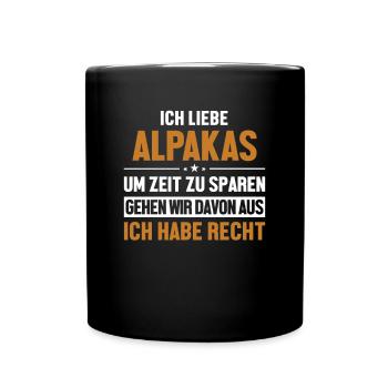 Alpakaliebe hat immer Recht Lama Alpaca Pako - Tasse einfarbig - Schwarz - Vorne