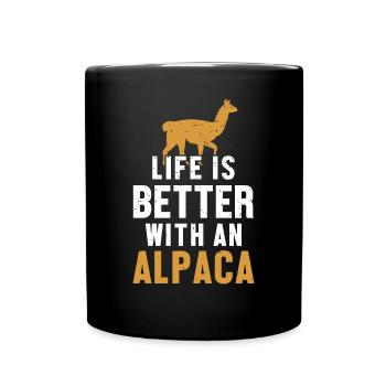 La vie est meilleure avec un Alpaga Lama Huacaya Pako - Mug uni - noir - Devant