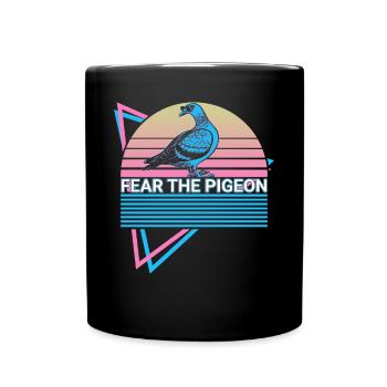 Fear The Pigeon Retro - Full Colour Mug - black - Front
