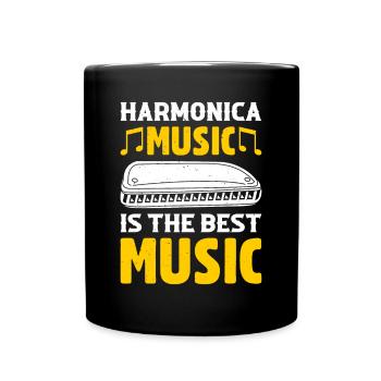 Harmonica Music Is The Best Music Mouth Organ Love - Full Colour Mug - black - Front
