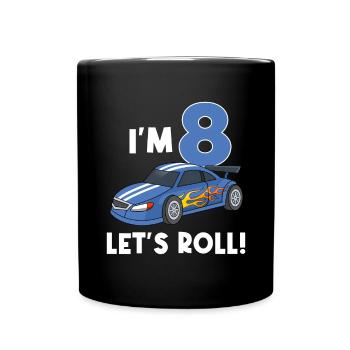 Voiture de course automobile anniversaire pour enfants / 8 ans - Mug uni - noir - Devant