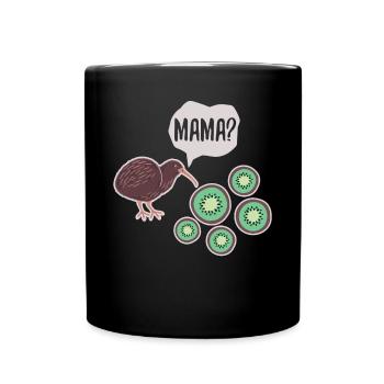 Mama Kiwi Bird Kiwi Fruit - Tasse einfarbig - Schwarz - Vorne