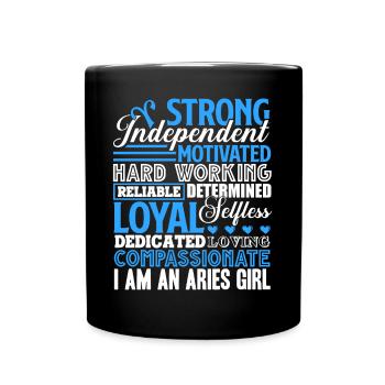 Aries I'm A Strong Aries Girl - Full Colour Mug - black - Front