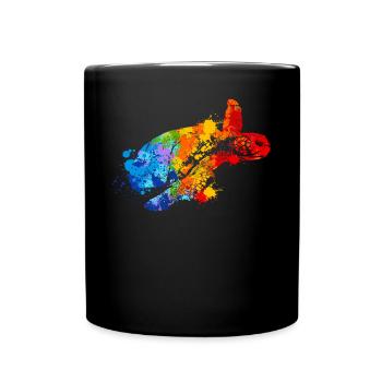 Schildkröte Splash Art Tierliebhaber - Tasse einfarbig - Schwarz - Vorne