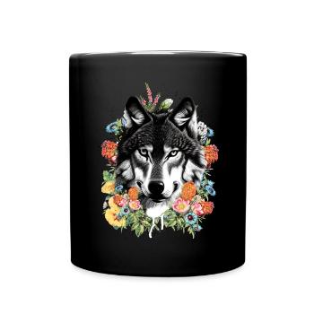 Wolf - Tasse einfarbig - Schwarz - Vorne