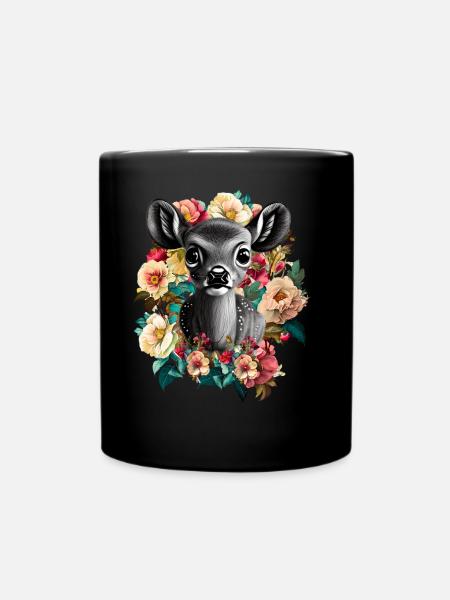 Reh - Tasse einfarbig - Schwarz