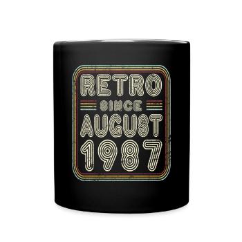 Geburtstag August 1987 Retro Geschenk - Tasse einfarbig - Schwarz - Vorne