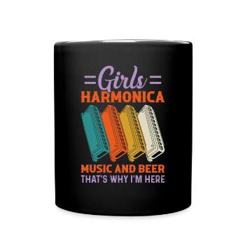 Girls Harmonica Music And Beer That's Why Harmonic - Tasse einfarbig - Schwarz - Vorne