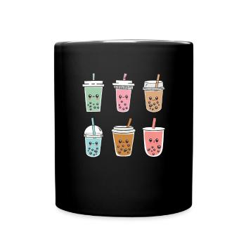Bubble Tea Lustiger Kawaii Bubble Milk Boba Tee - Tasse einfarbig - Schwarz - Vorne