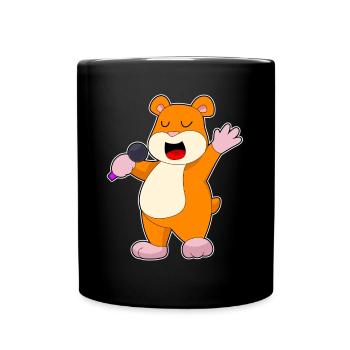 Chanteur de hamster Chant au micro - Mug uni - noir - Devant