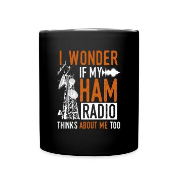 Ham Radio Thinks About Me Radio Amateurs Frequency - Tasse einfarbig - Schwarz - Vorne