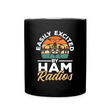 Facilement excité par les radios amateurs Retro Sunset Vintage - Mug uni - noir - Devant