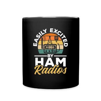 Vintage Sunset Retro Network facilement excité par le jambon - Mug uni - noir - Devant