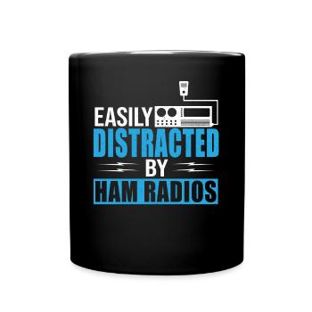Easily Distracted By Ham Radios Amateur Operator R - Tasse einfarbig - Schwarz - Vorne