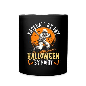 Baseball Halloween Trick Or Treat Baseball Player - Full Colour Mug - black - Front