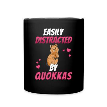 Distracted by quokka Australia marsupial - Full Colour Mug - black - Front