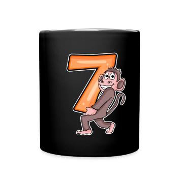 7 birthday 7 years old with animal motif - seven - Full Colour Mug - black - Front