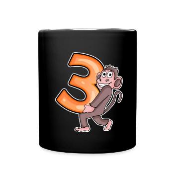3 Geburtstag 3 Jahre alt mit Tier Motiv - drei - Tasse einfarbig - Schwarz - Vorne