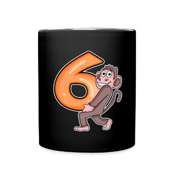 6 Birthday 6 years old with animal motif - six - Full Colour Mug - black - Front