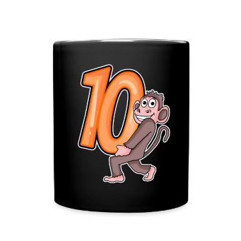 10 Geburtstag 10 Jahre alt mit Tier Motiv - zehn - Tasse einfarbig - Schwarz - Vorne