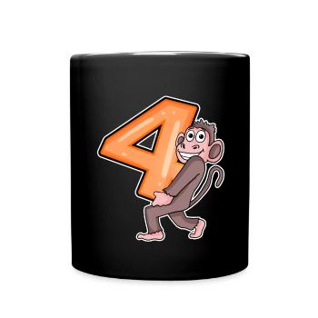 4 Geburtstag 4 Jahre alt mit Tier Motiv - vier - Tasse einfarbig - Schwarz - Vorne