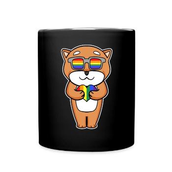 Chien Shiba Inu avec lunettes et cœur - Mug uni - noir - Devant