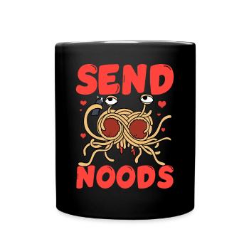 Flying Spaghetti Monster FSM Pastafarian - Full Colour Mug - black - Front
