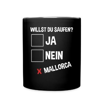 Party Urlaub Mallorca - Tasse einfarbig - Schwarz - Vorne