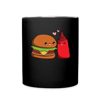 Burger Catchup Pair - Full Colour Mug - black - Front