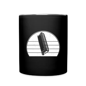 Retro Sunset Design The Harmonicist Music Playing - Full Colour Mug - black - Front