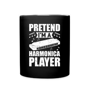 Faire semblant d’être un harmoniciste Harmoniciste Musique H - Mug uni - noir - Devant