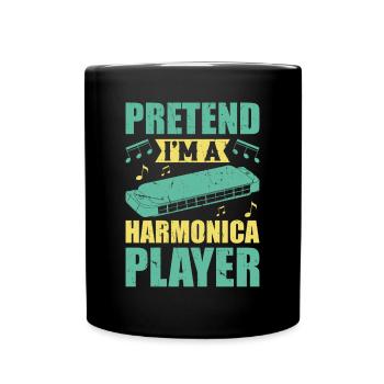 Faire semblant d’être un harmoniciste Harmoniciste Joueur - Mug uni - noir - Devant