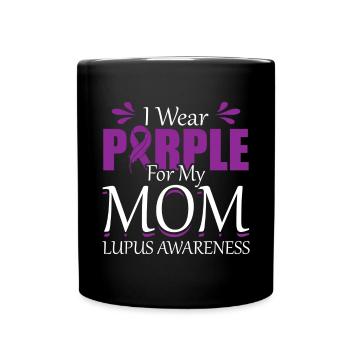 Je porte du violet pour ma mère Conscience du lupus - Mug uni - noir - Devant