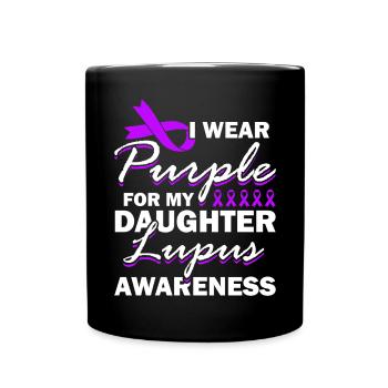 Je porte du violet pour ma fille Lupus Awareness - Mug uni - noir - Devant