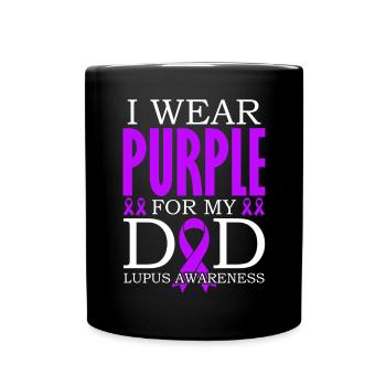 I wear purple for my father Lupus Awareness - Full Colour Mug - black - Front