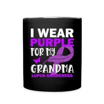 I wear purple for my grandma Lupus Awareness - Full Colour Mug - black - Front