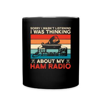 Thinking About My Ham Radio Retro Antenna Vintage - Tasse einfarbig - Schwarz - Vorne