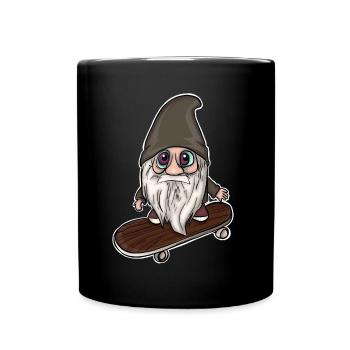 Gnome Skater Skateboard - Full Colour Mug - black - Front
